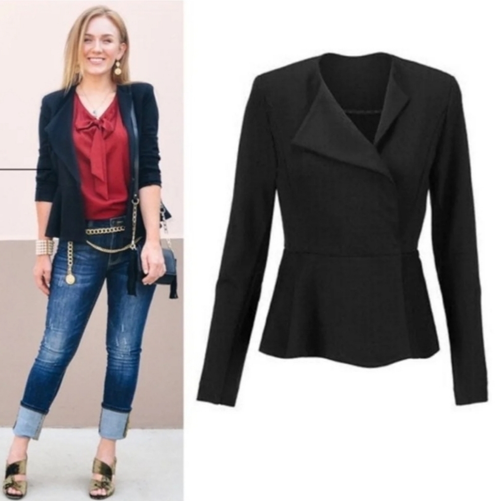 New Cabi Black Agency Peplum Jacket